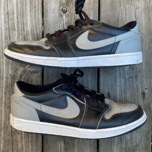 2015 Nike Air Jordan 1 Retro OG Low Shadow Grey Black Leather Shoes Size 12